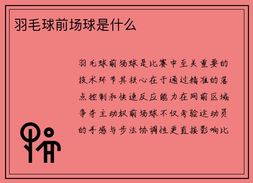 羽毛球前场球是什么
